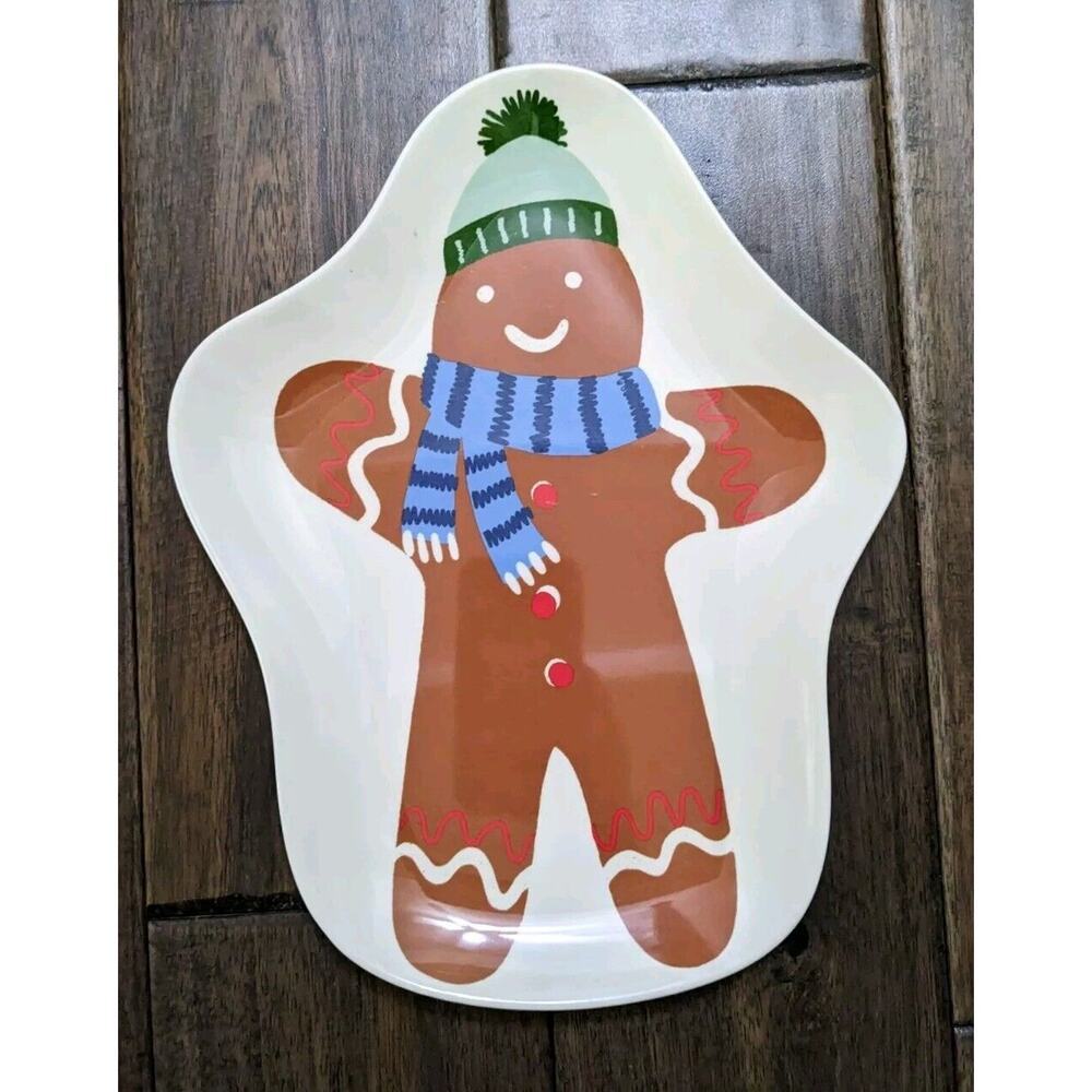 Wondershop 11" Melamine Gingerbread Man Figural Plate Christmas Kitchen READ